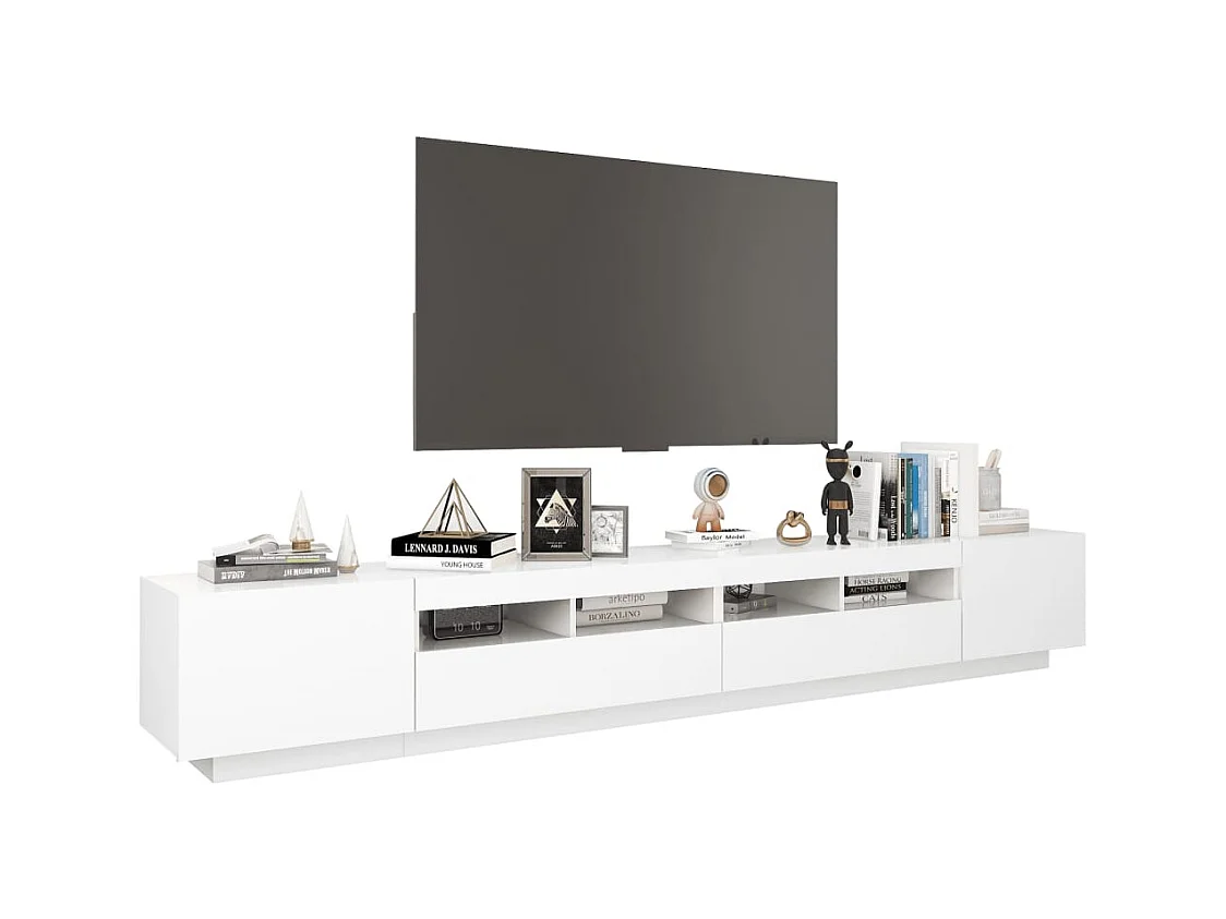 Meuble TV avec lumières LED Blanc 260x35x40 cm