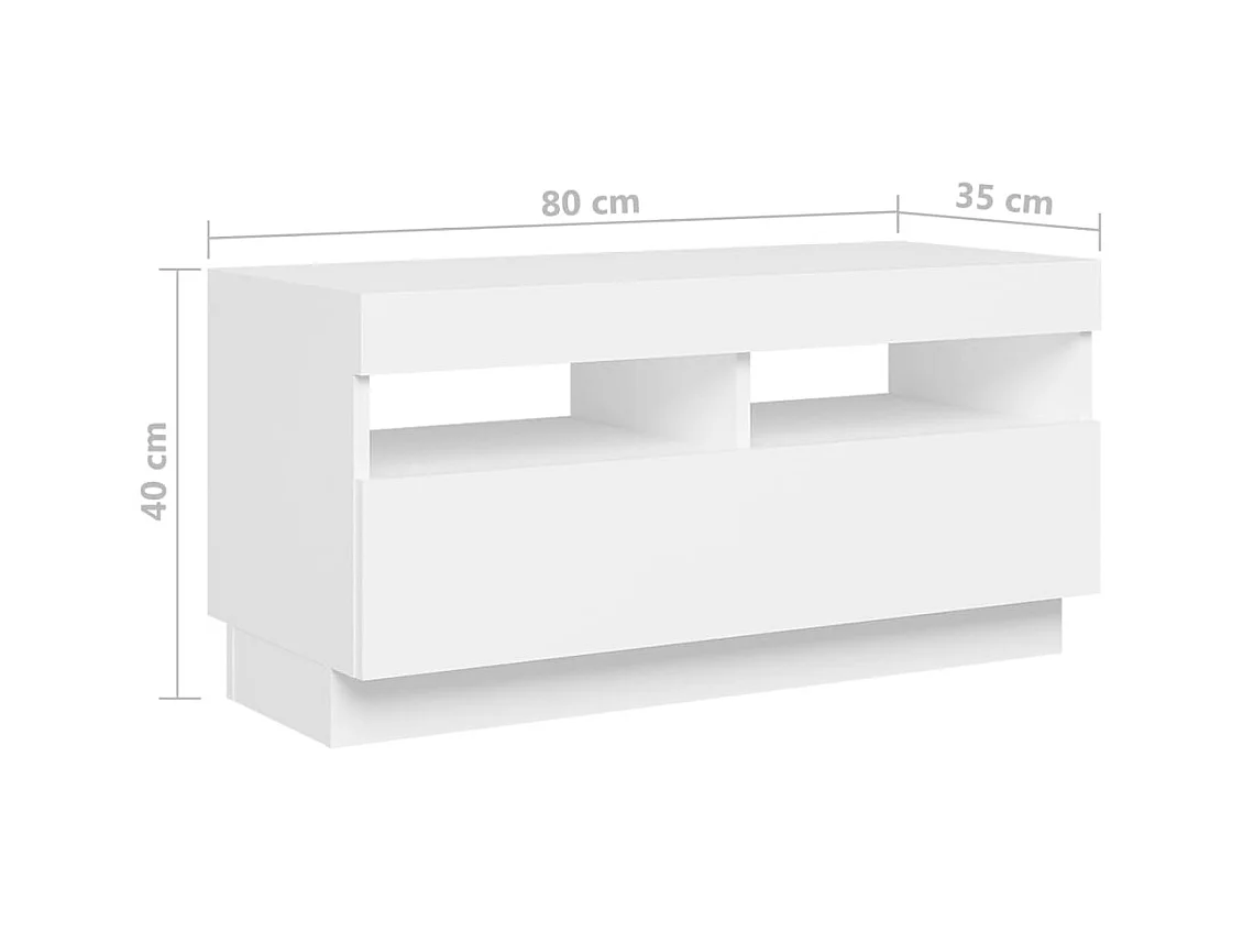 Meuble TV avec lumières LED Blanc 260x35x40 cm