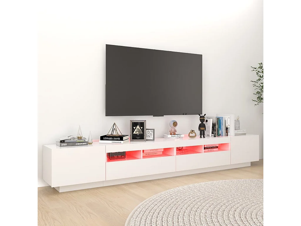 Mueble de TV con luces LED Blanco 260x35x40 cm