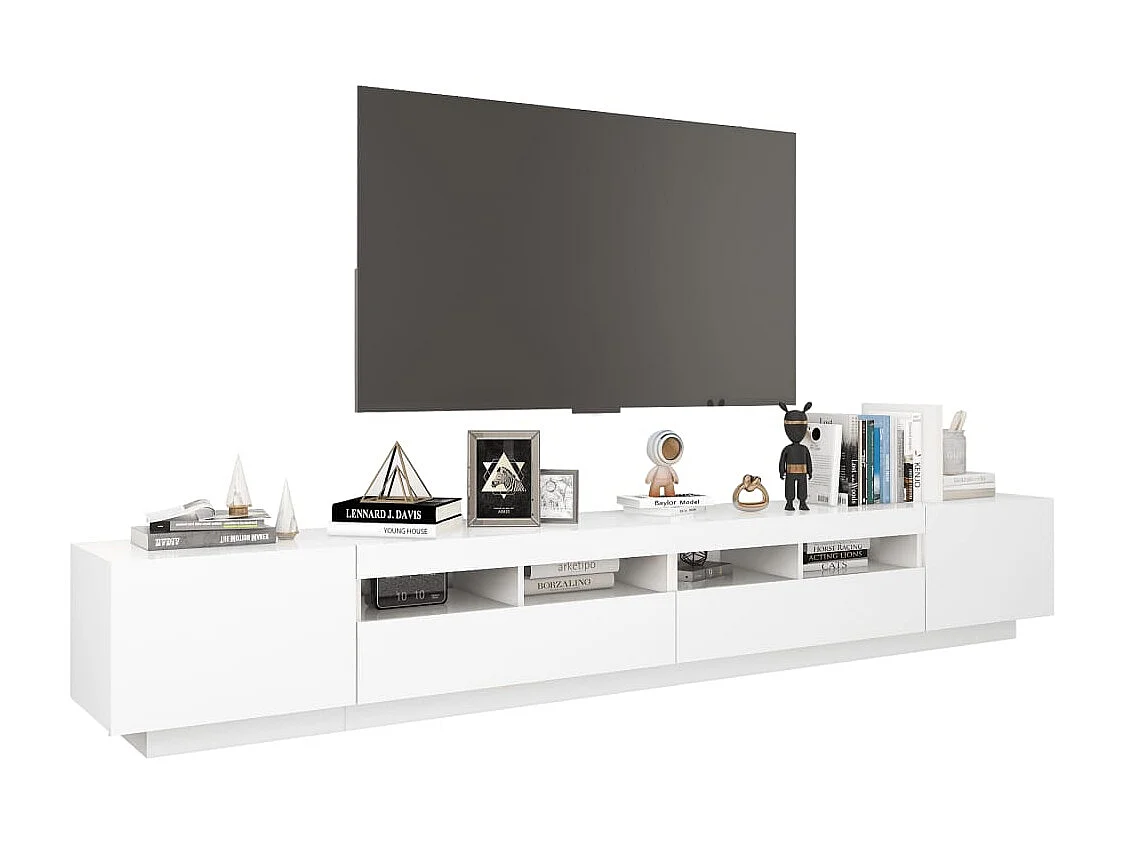 Mueble de TV con luces LED Blanco 260x35x40 cm