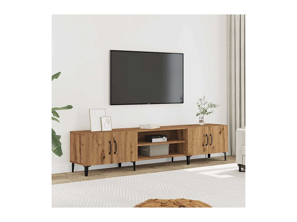 Meuble TV chêne artisanal 180x31,5x40 cm bois d'ingénierie