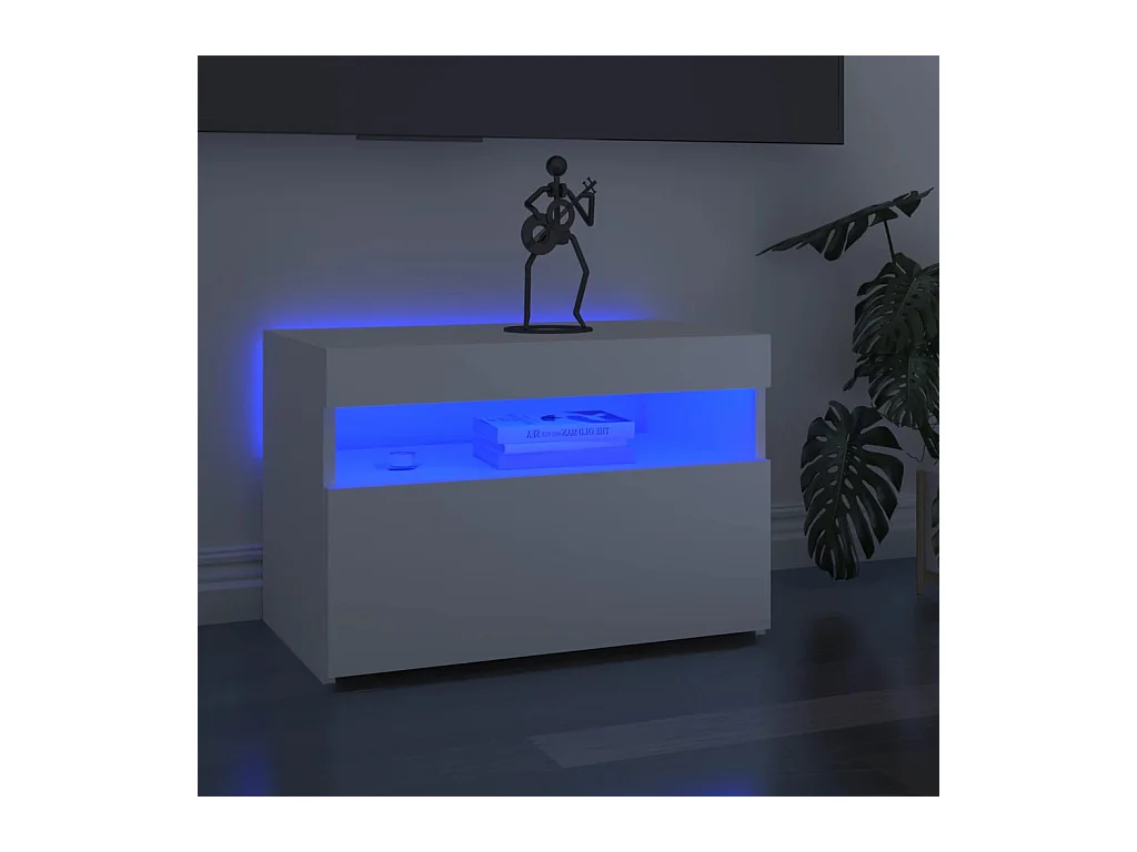 Meuble TV avec lumières LED blanc 60x35x40 cm