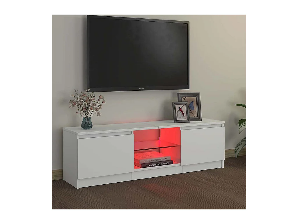 Meuble TV avec lumières LED Blanc 120x30x36 cm