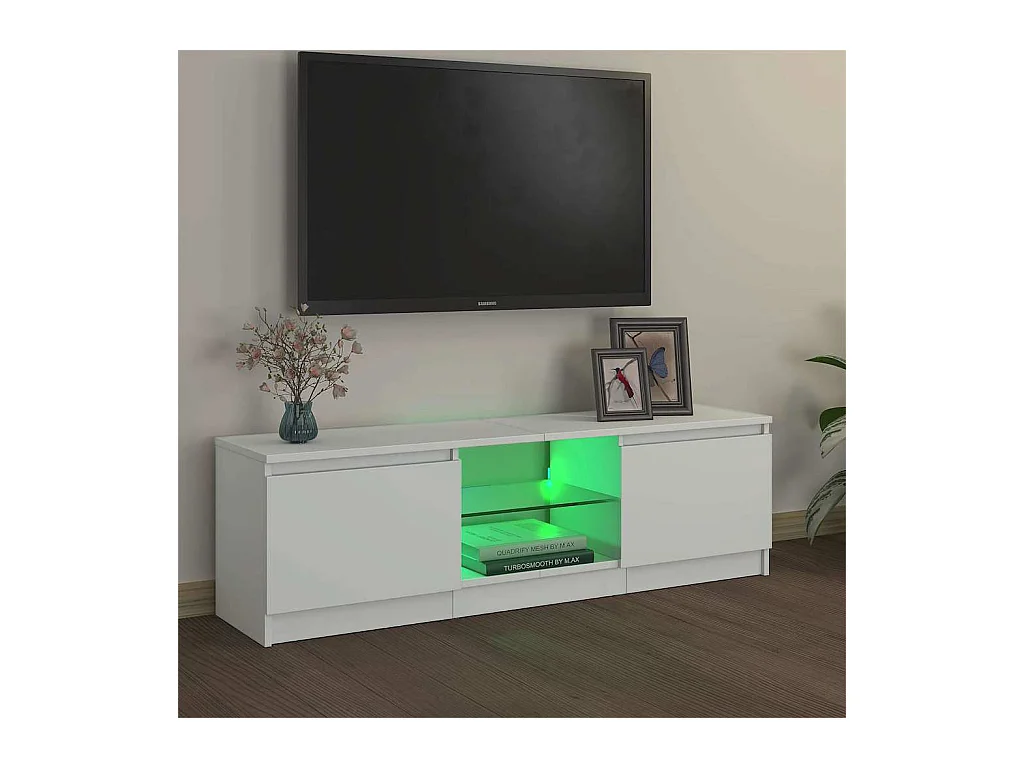 Meuble TV avec lumières LED Blanc 120x30x36 cm