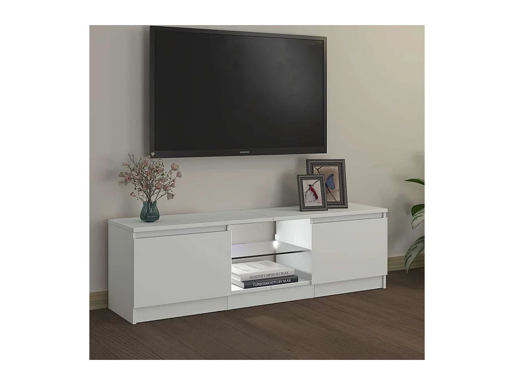 Meuble TV avec lumières LED Blanc 120x30x36 cm