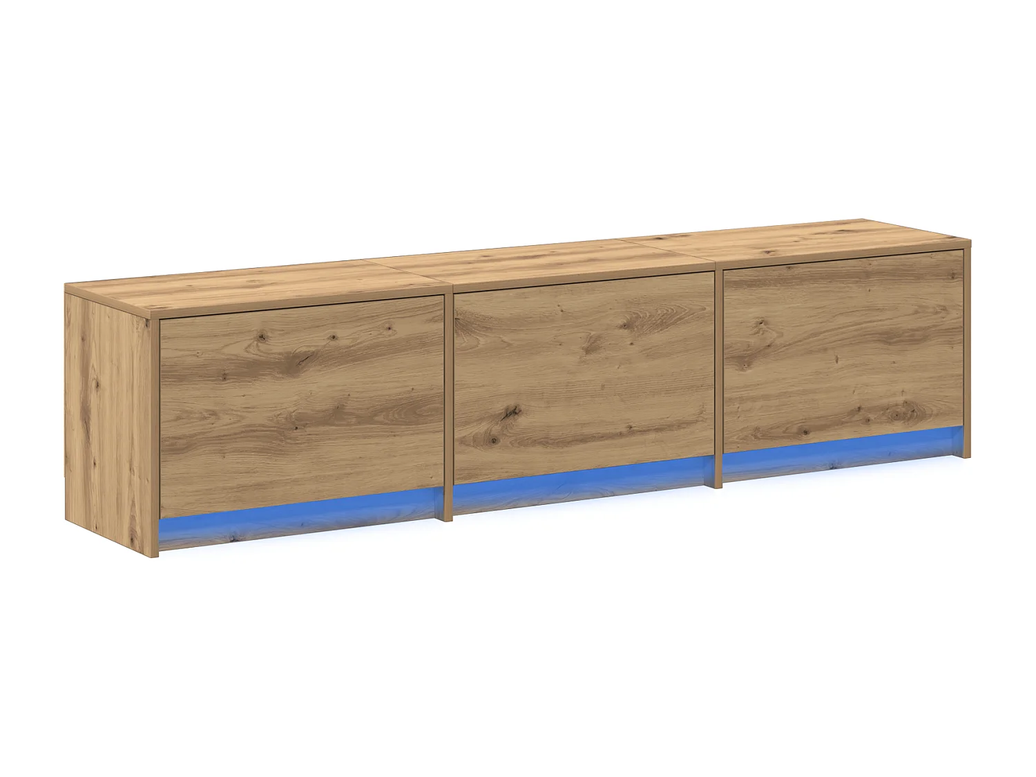 Meuble TV avec LED en chêne artisanal 165x34x40 cm en bois d'ingénierie