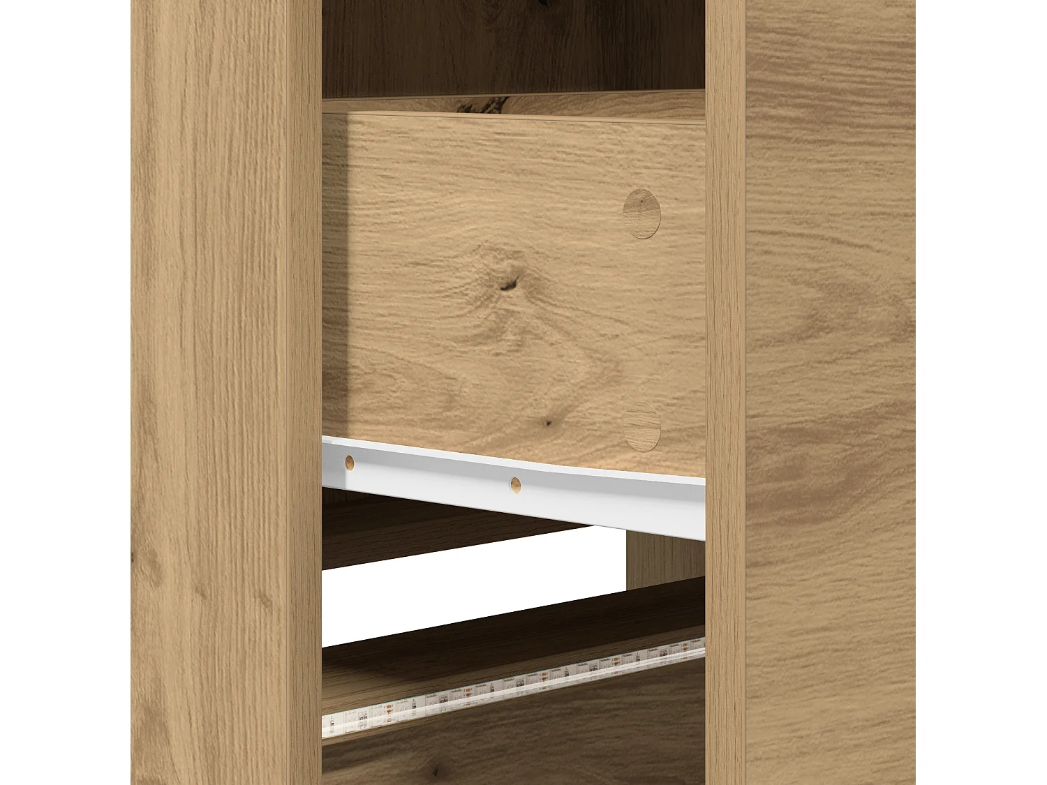 Meuble TV avec LED en chêne artisanal 165x34x40 cm en bois d'ingénierie