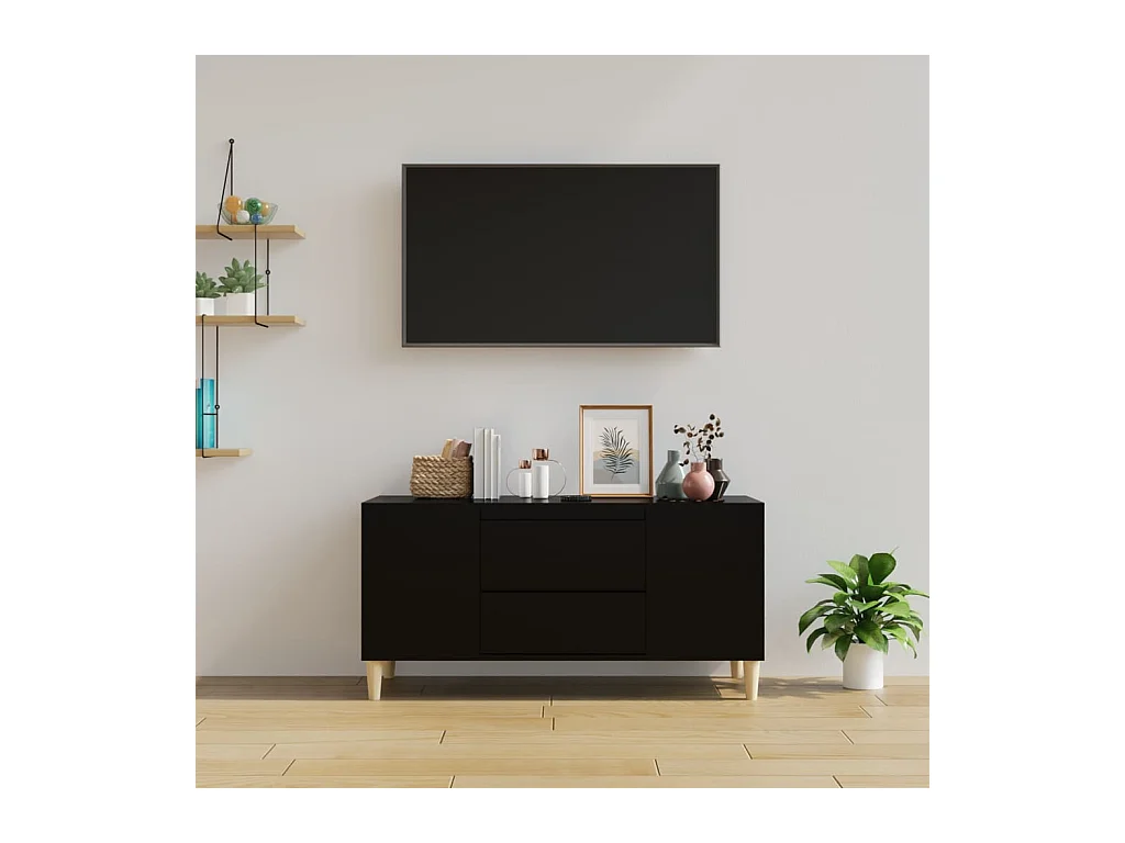 Meuble TV Noir 102x44,5x50 cm Bois d'ingénierie