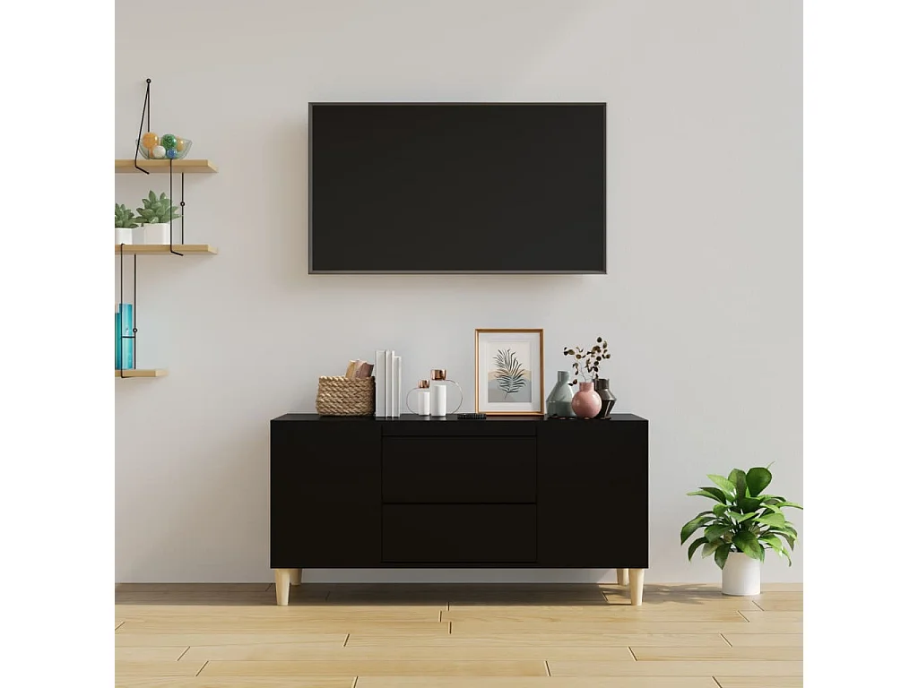 Mueble de TV negro 102x44,5x50 cm Madera de ingeniería