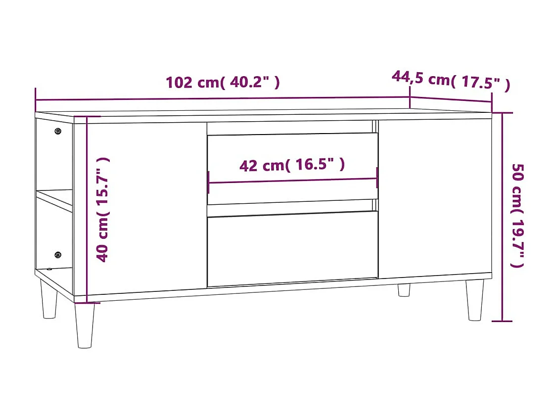 Mueble de TV negro 102x44,5x50 cm Madera de ingeniería