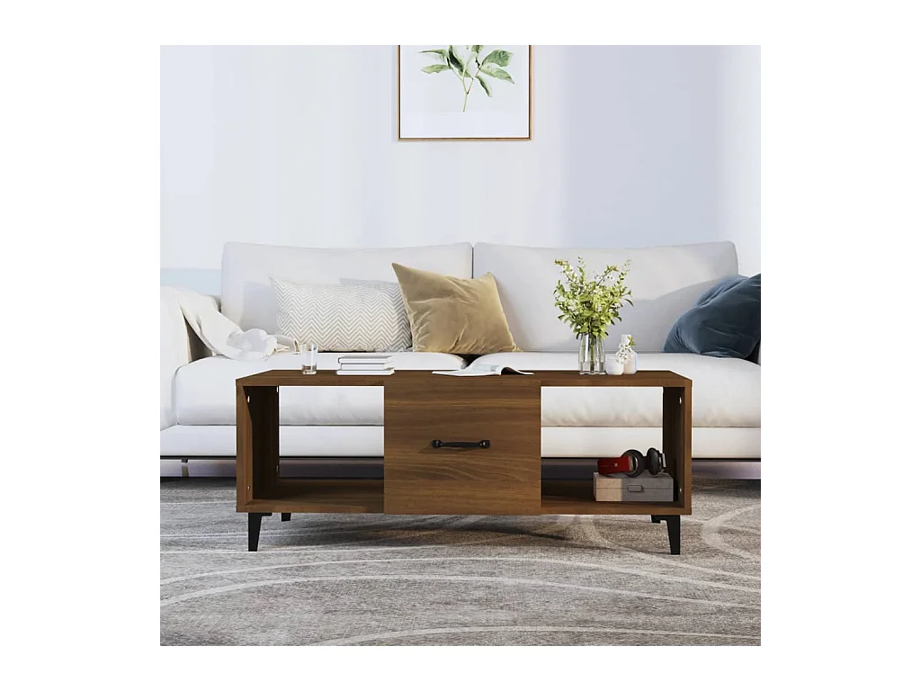 Table basse Chêne marron 102x50x40 cm Bois d'ingénierie