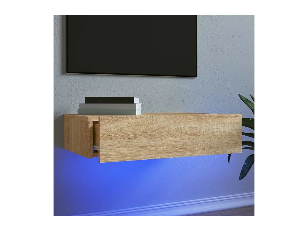 TV-Schrank mit LED-Beleuchtung Sonoma Eiche 60x35x15,5 cm