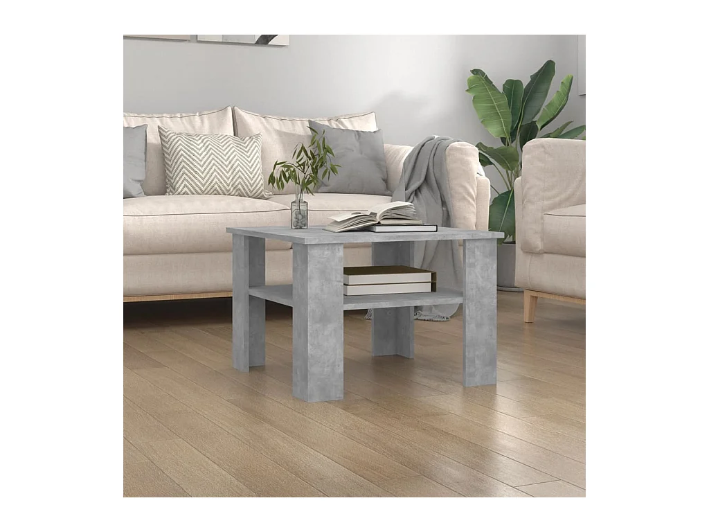 Tavolino da caffè grigio cemento 60x60x42 cm in legno ingegnerizzato