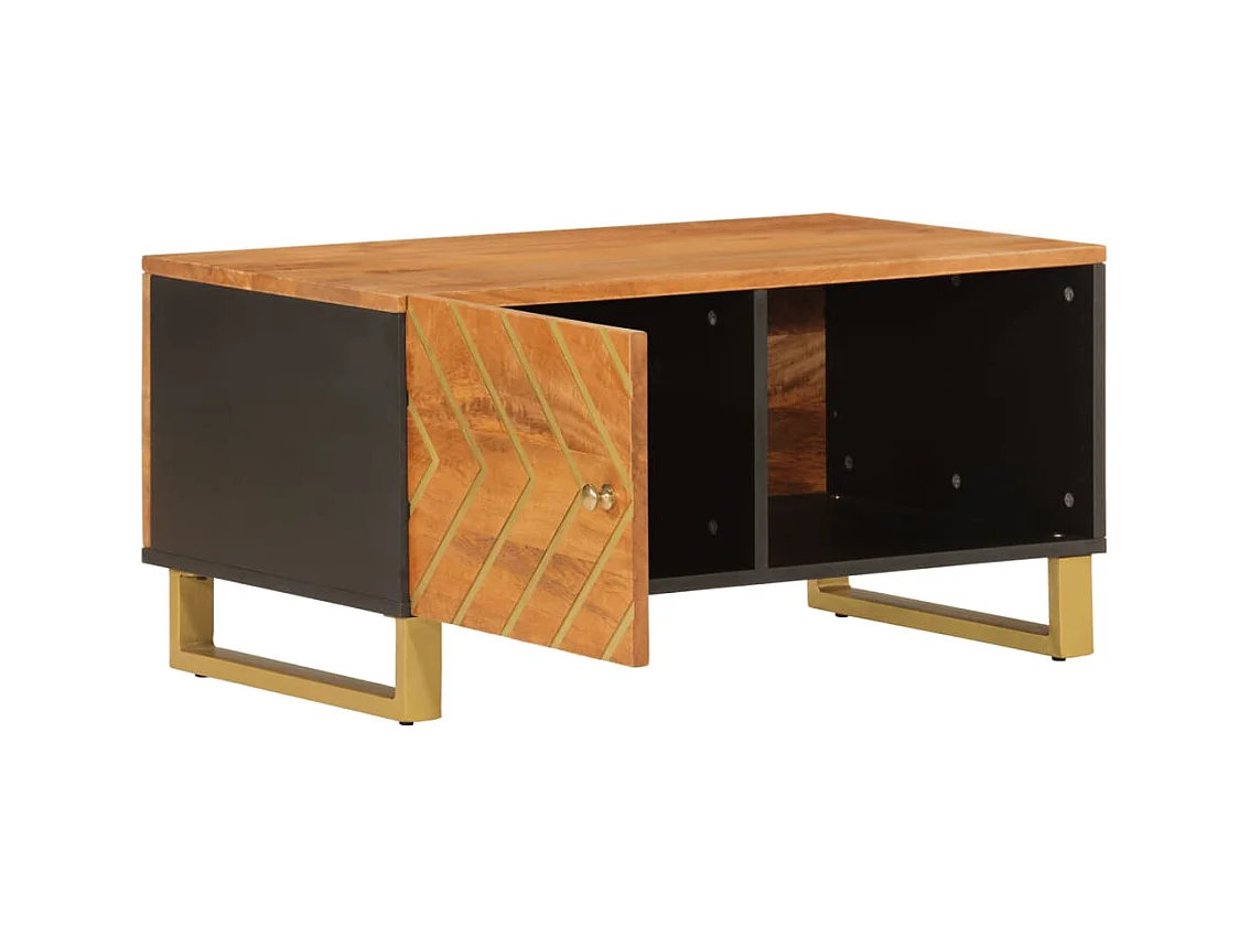Table basse marron et noir 80x50x40 cm bois de massif manguier