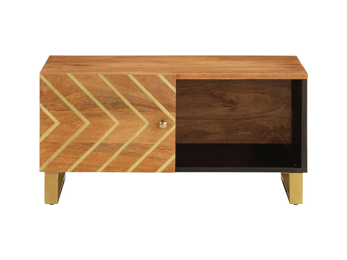 Table basse marron et noir 80x50x40 cm bois de massif manguier