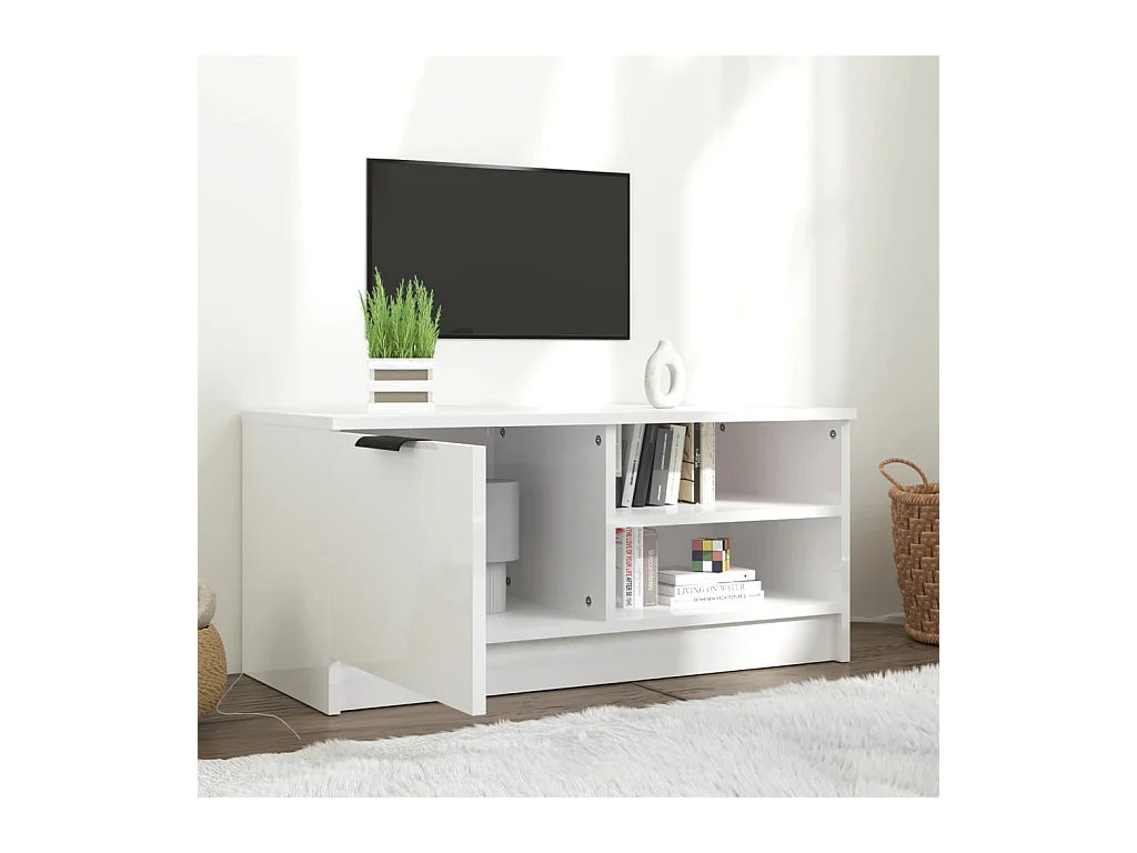 Meuble TV Blanc brillant 80x35x36,5 cm Bois d'ingénierie