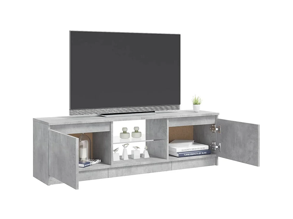 Meuble TV avec lumières LED gris béton 120x30x36 cm