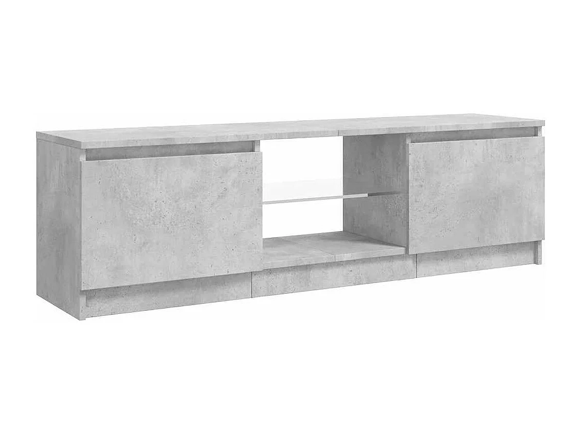 Meuble TV avec lumières LED gris béton 120x30x36 cm