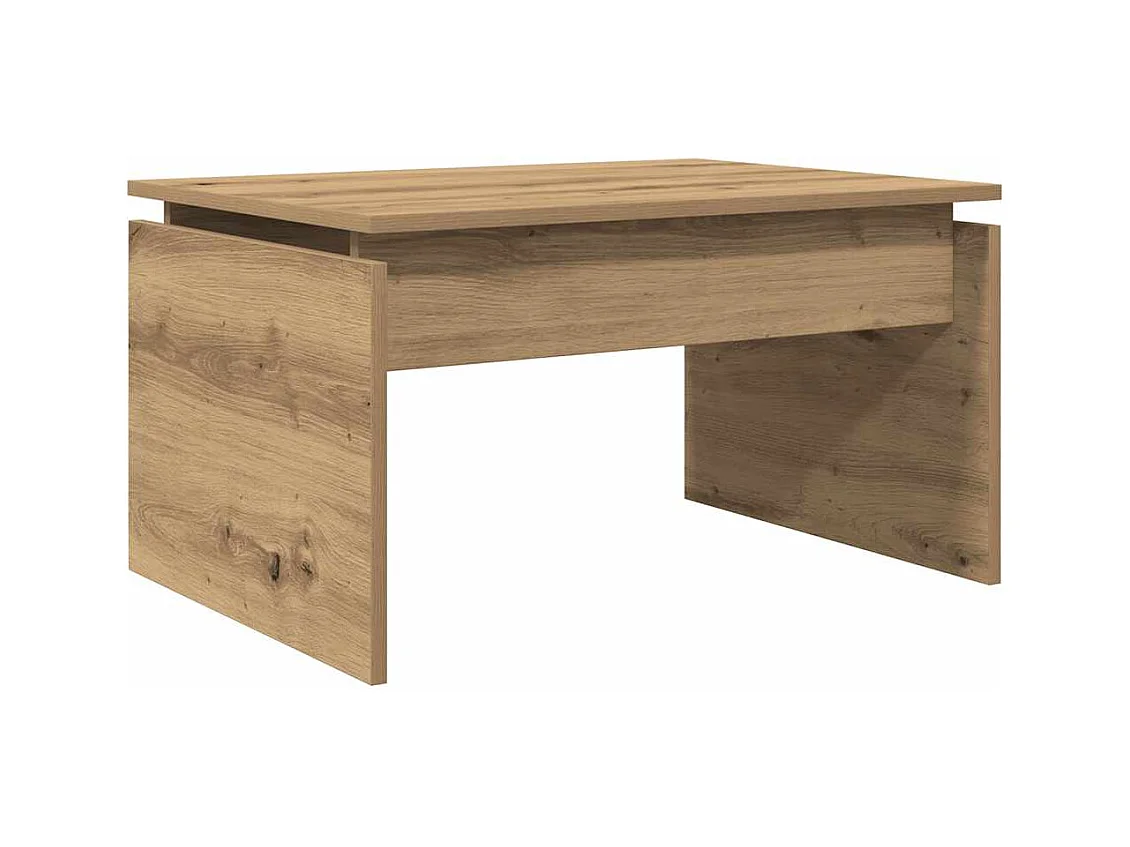 Table basse chêne artisanal 68x50x38 cm bois d'ingénierie
