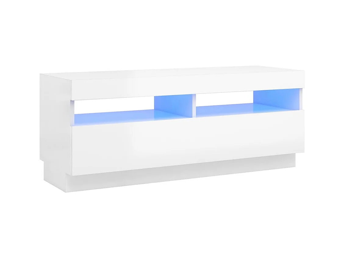 Meuble TV avec lumières LED blanc brillant 100x35x40 cm