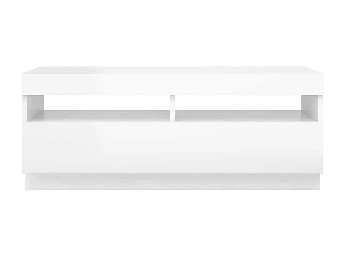 Meuble TV avec lumières LED blanc brillant 100x35x40 cm