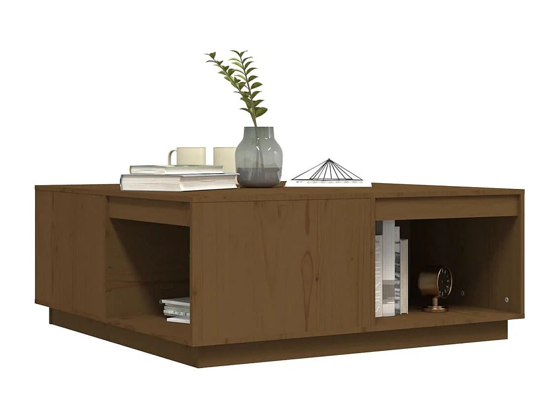 Mesa de centro marrón miel 100x101x40,5 cm Madera maciza de pino