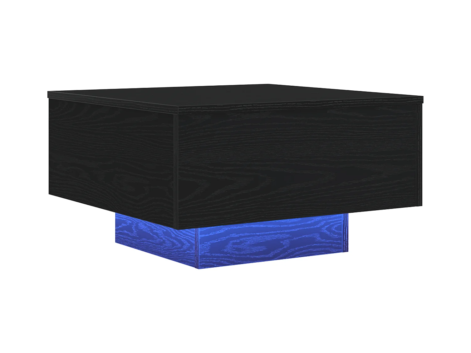 Table basse avec lumières LED Chêne noir 55x55x31 cm