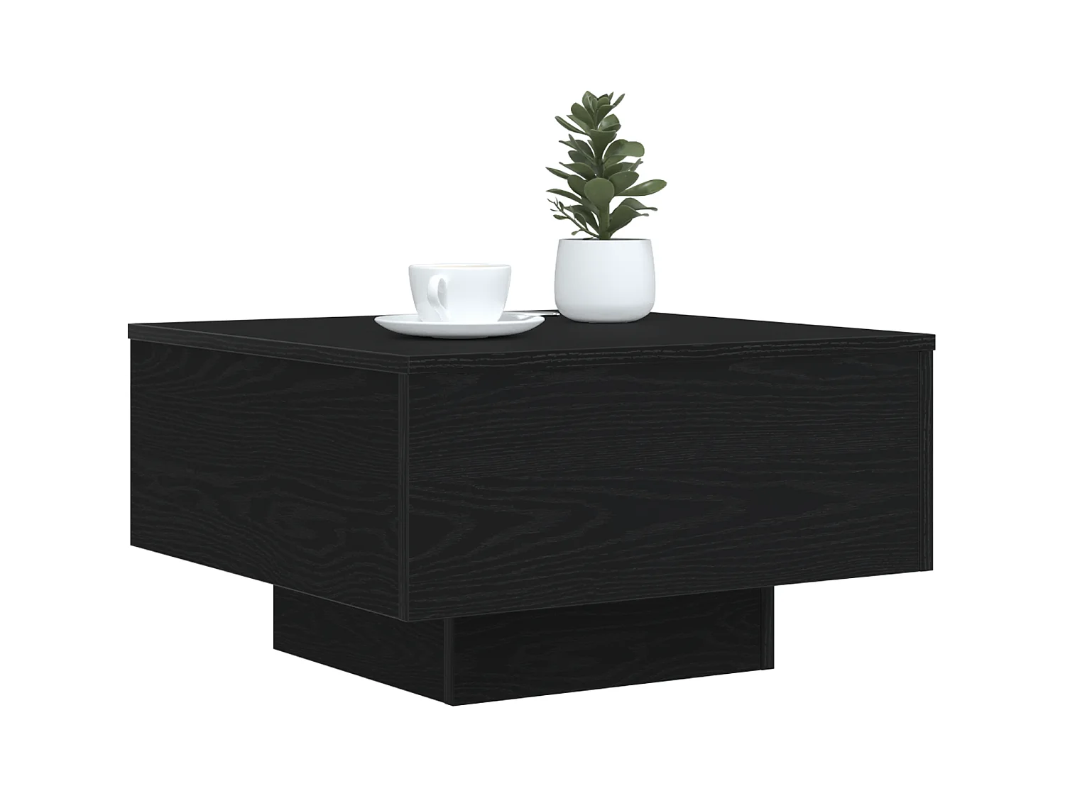 Table basse avec lumières LED Chêne noir 55x55x31 cm