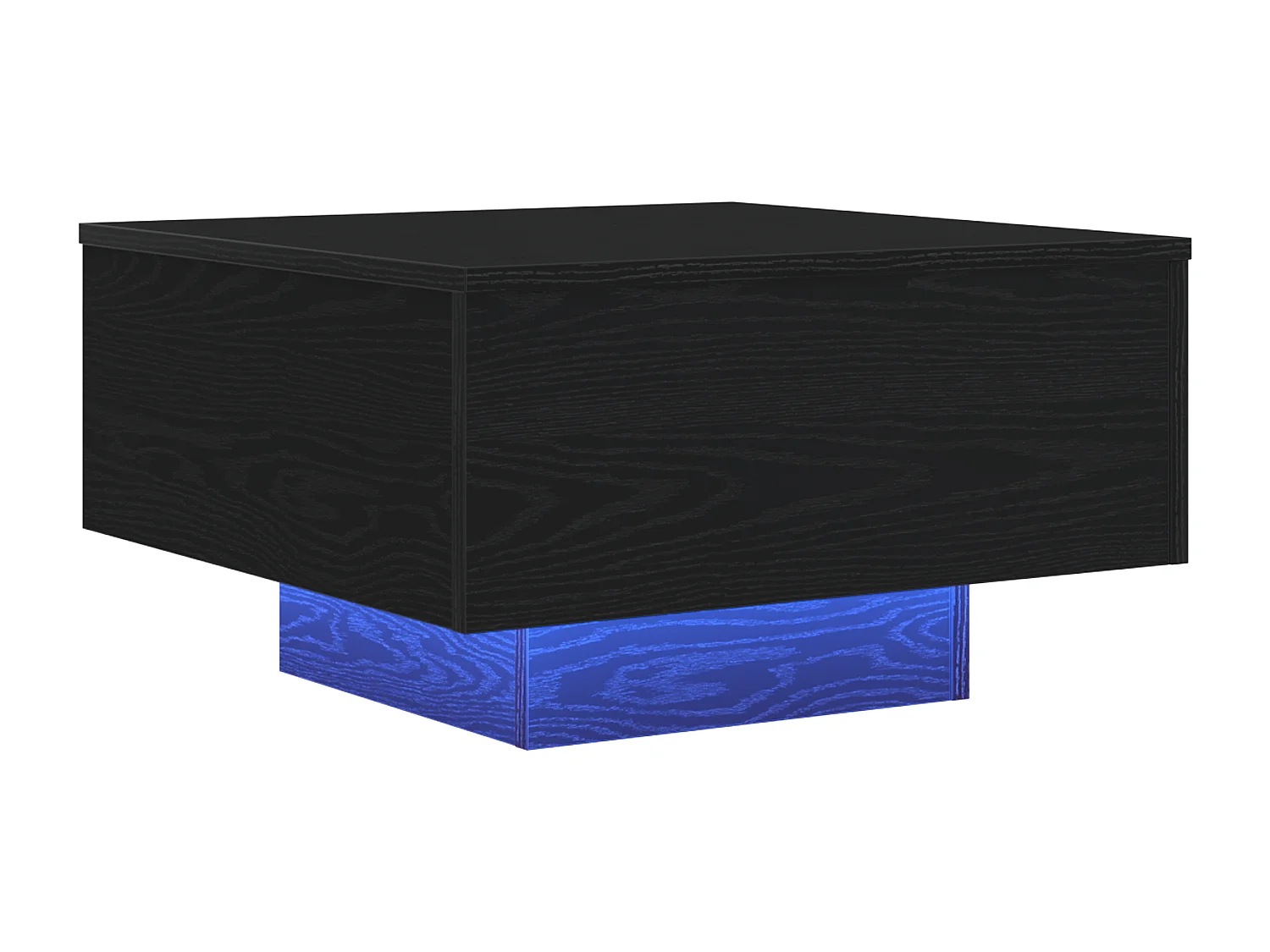 Table basse avec lumières LED Chêne noir 55x55x31 cm
