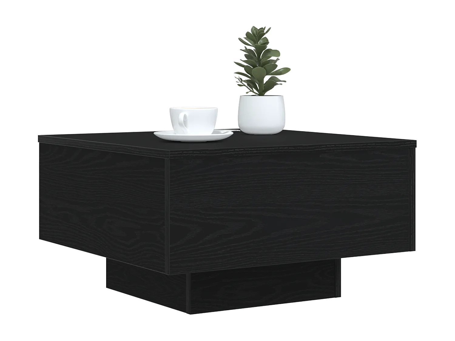 Table basse avec lumières LED Chêne noir 55x55x31 cm