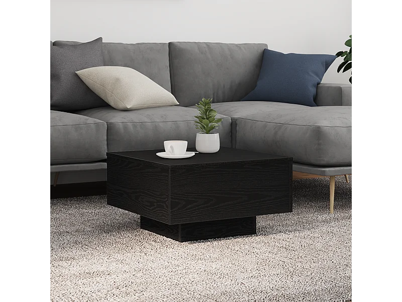 Table basse avec lumières LED Chêne noir 55x55x31 cm
