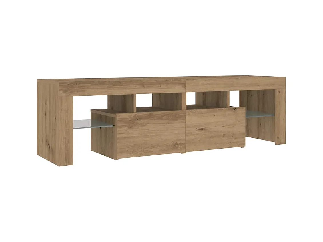 Meuble TV avec lumières LED chêne artisanal bois d'ingénierie