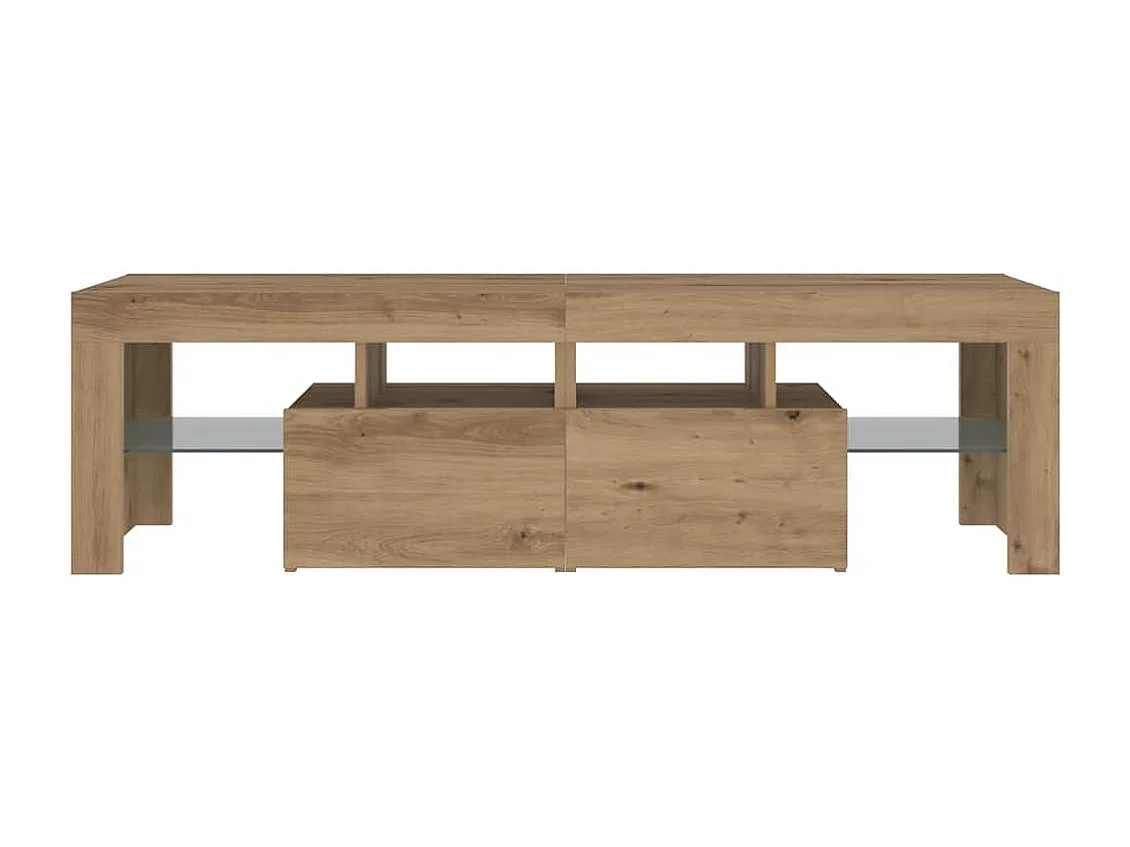 Meuble TV avec lumières LED chêne artisanal bois d'ingénierie