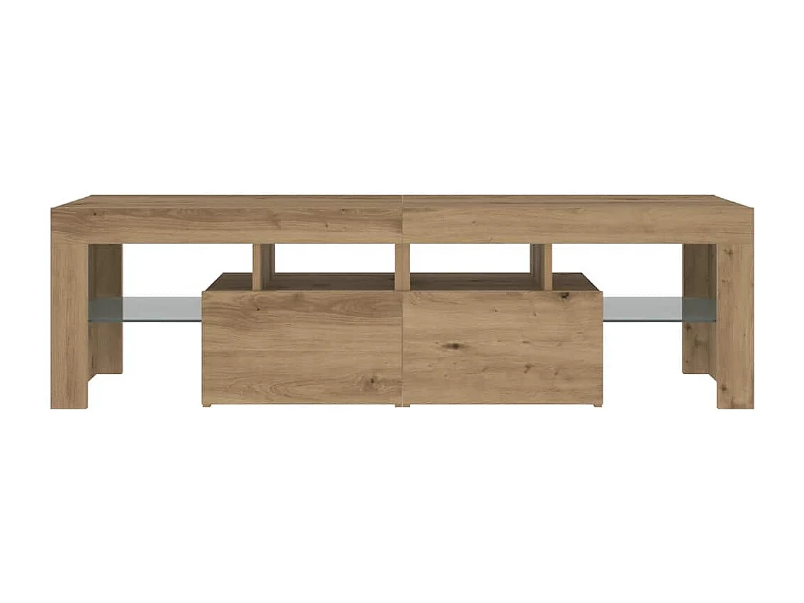 Meuble TV avec lumières LED chêne artisanal bois d'ingénierie