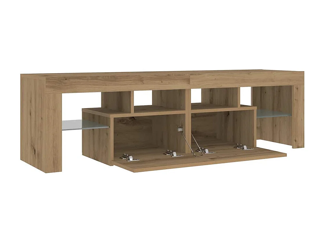 Meuble TV avec lumières LED chêne artisanal bois d'ingénierie