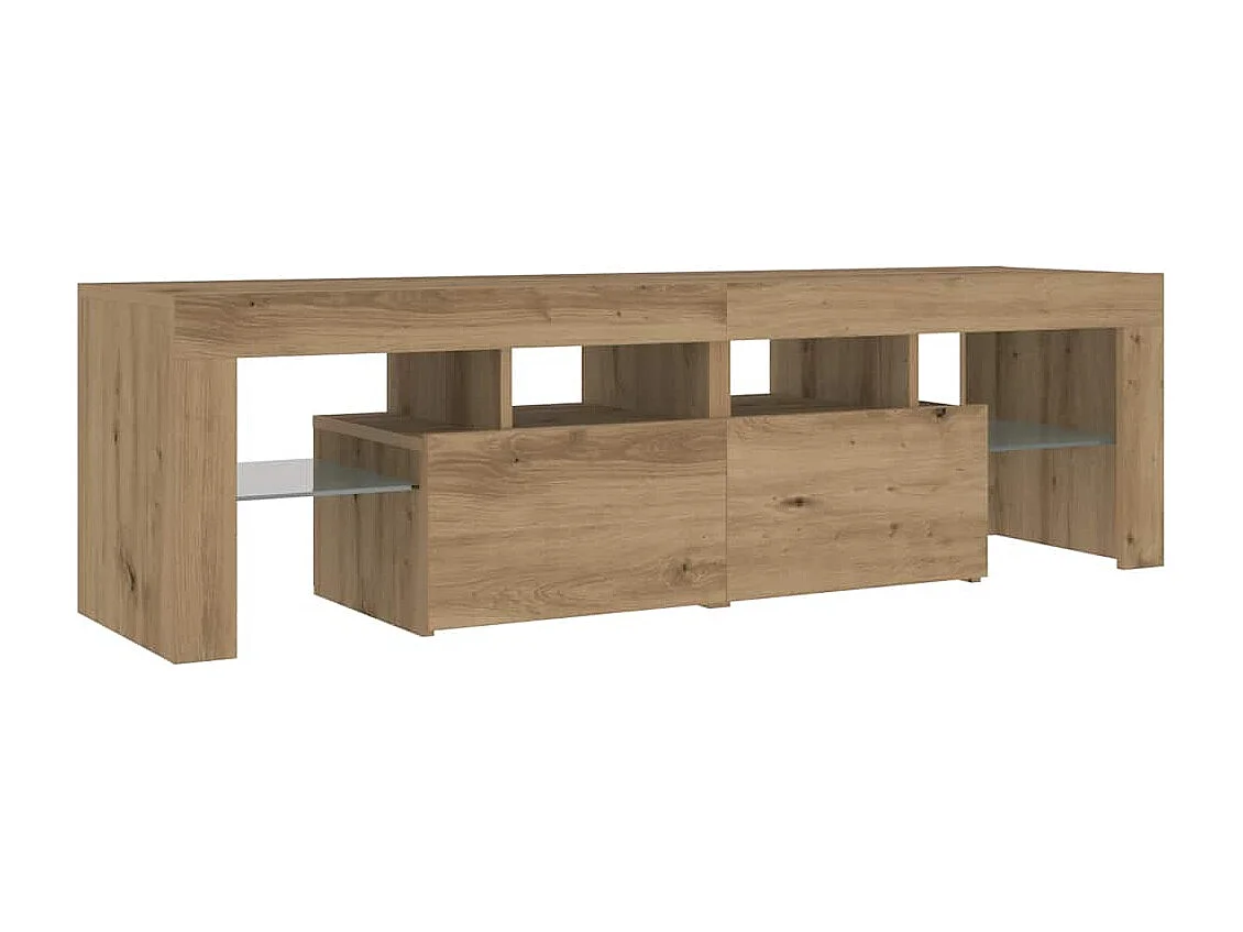 Meuble TV avec lumières LED chêne artisanal bois d'ingénierie