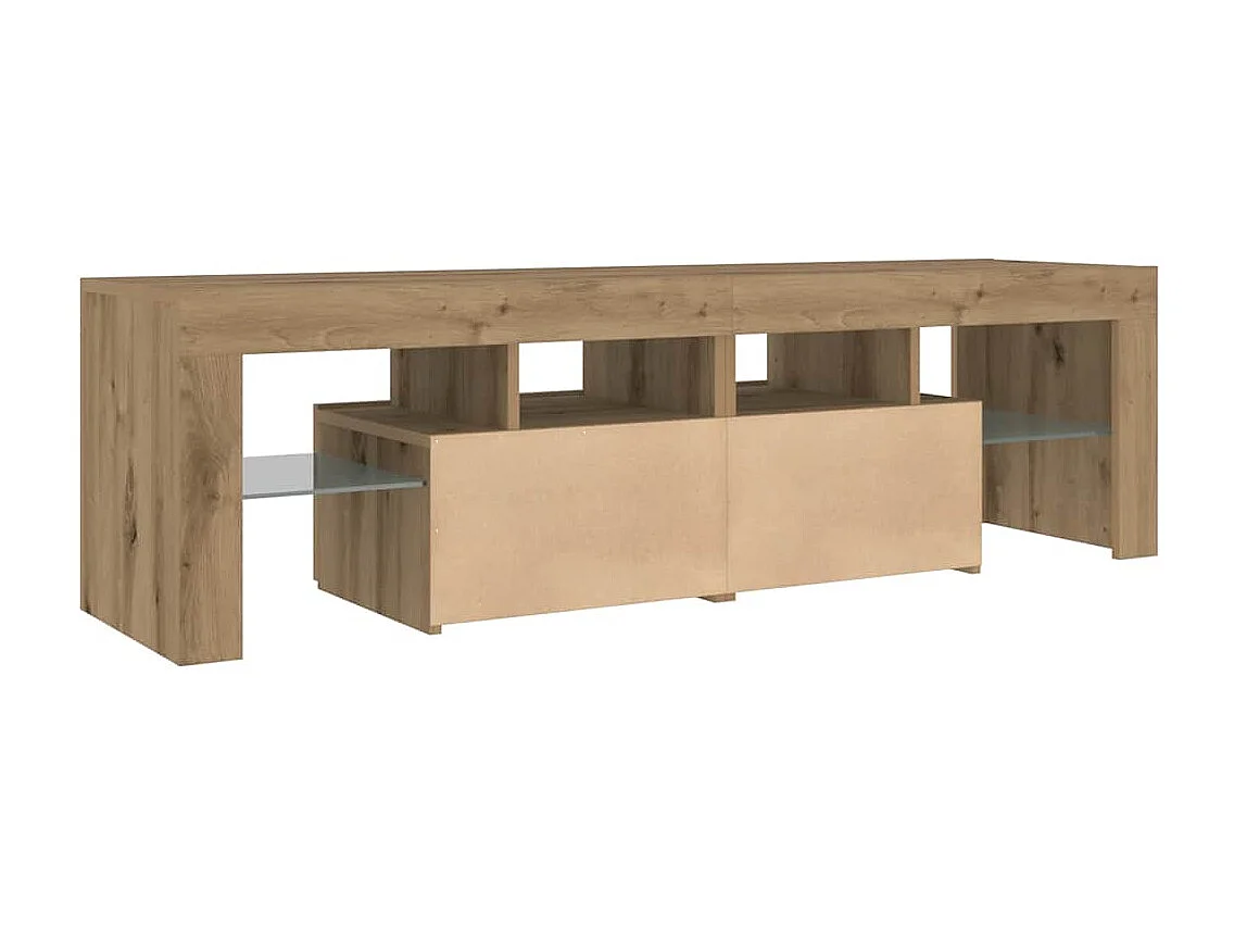 Meuble TV avec lumières LED chêne artisanal bois d'ingénierie
