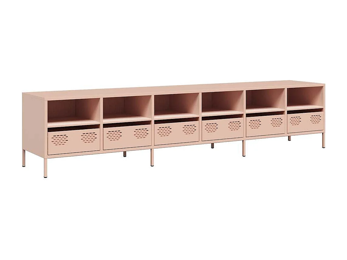 Mueble TV rosa 202x39x43,5 cm acero laminado en frío