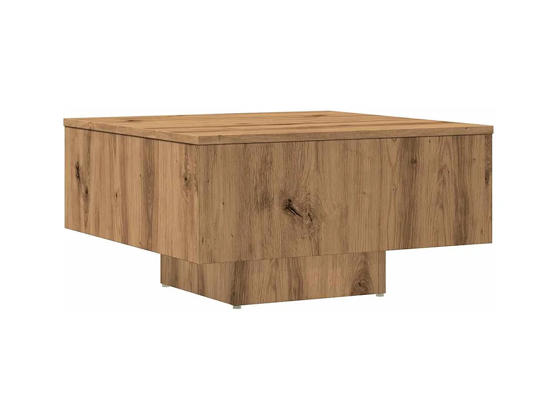 Table basse chêne artisanal 60x60x31,5 cm bois d'ingénierie