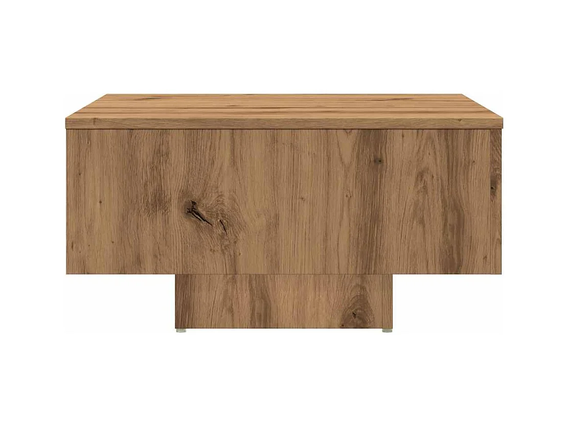 Table basse chêne artisanal 60x60x31,5 cm bois d'ingénierie