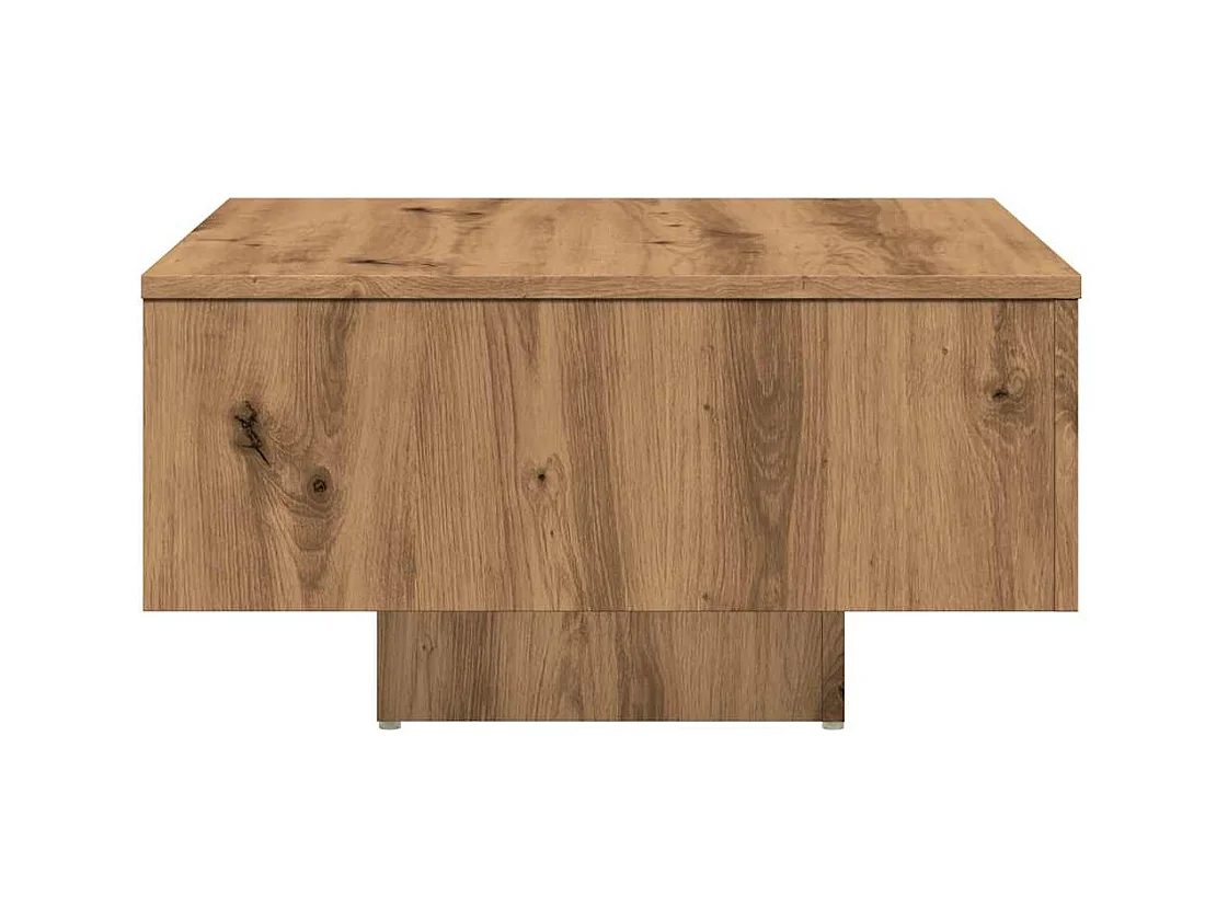 Table basse chêne artisanal 60x60x31,5 cm bois d'ingénierie