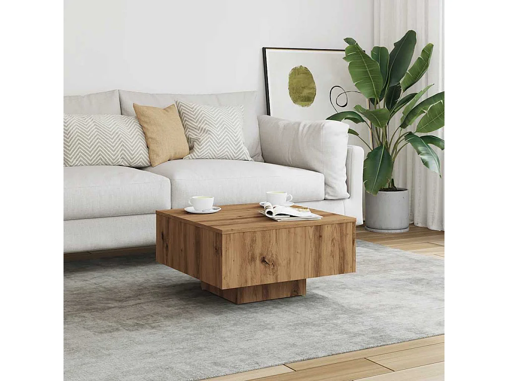 Handgefertigter Couchtisch aus Eiche 60x60x31,5 cm Holzwerkstoff