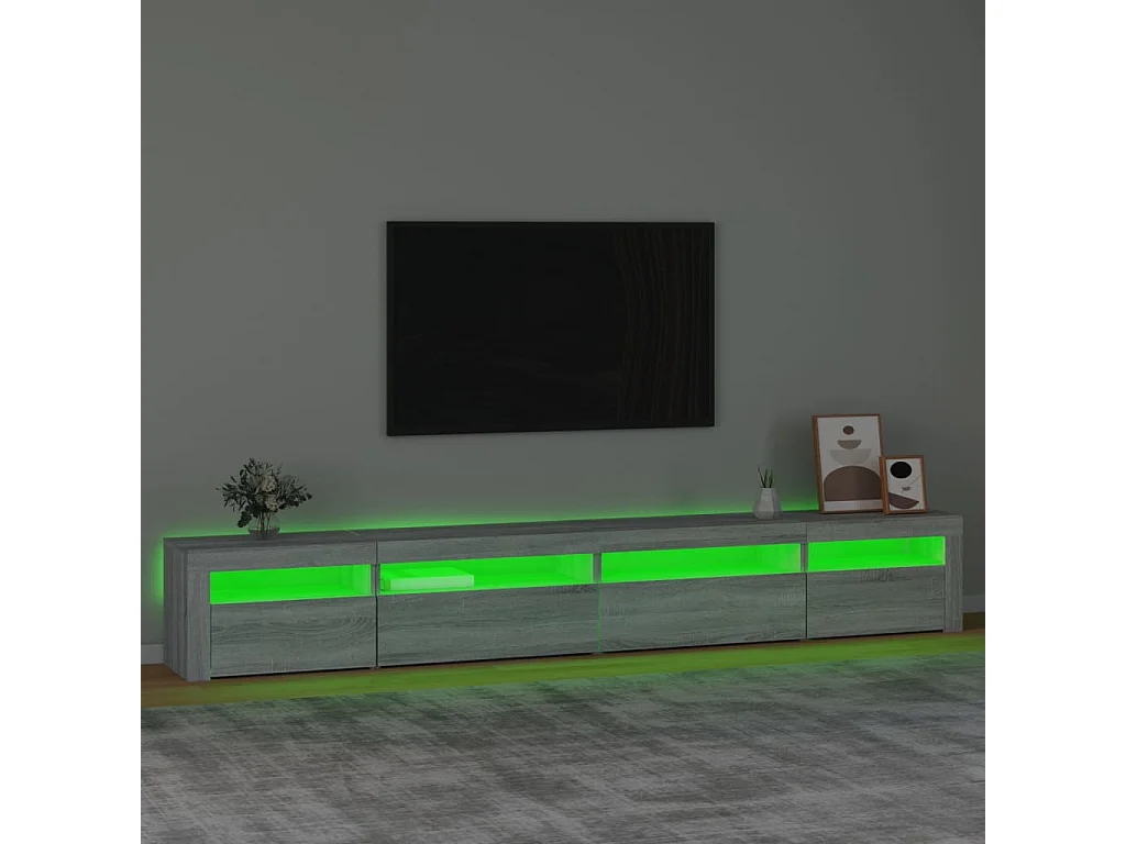 Mobile TV grigio Sonoma con luci LED 270x35x40 cm