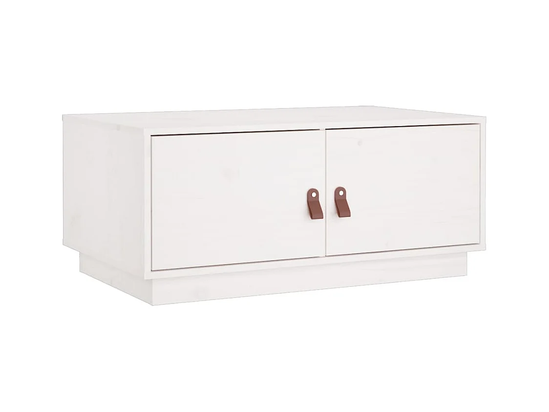 Table basse Blanc 80x50x35 cm Bois massif de pin