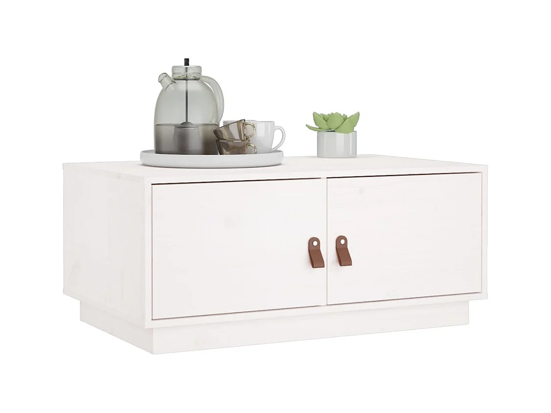 Table basse Blanc 80x50x35 cm Bois massif de pin