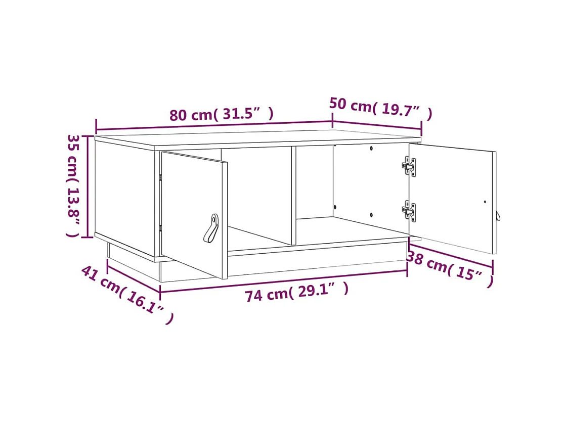 Table basse Blanc 80x50x35 cm Bois massif de pin
