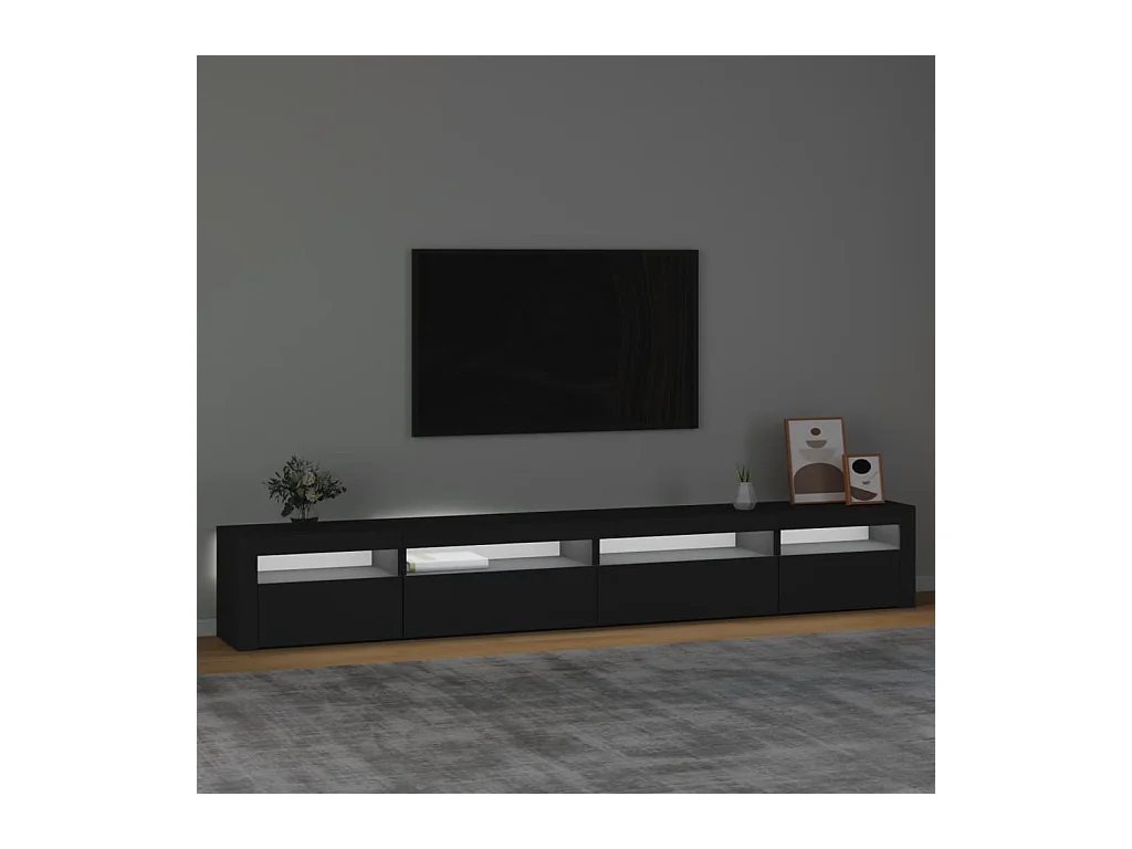 Meuble TV avec lumières LED Noir 270x35x40 cm