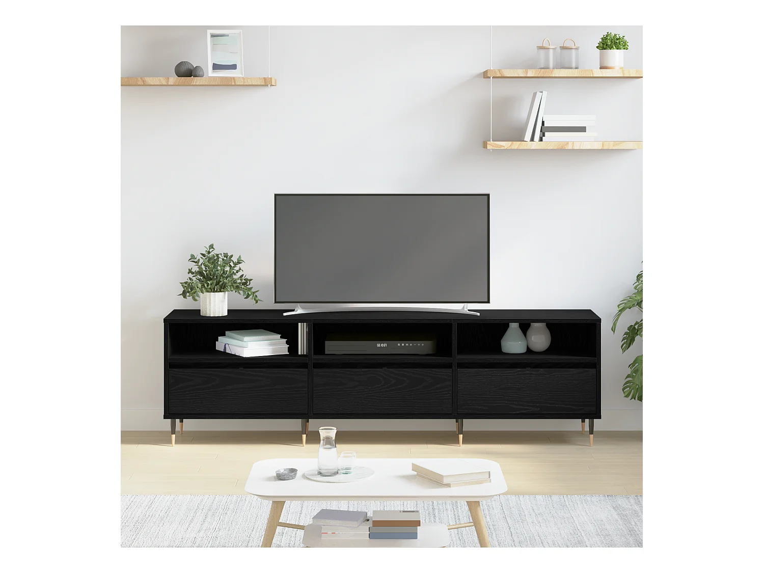 Meuble TV Chêne noir 150x30x44,5 cm Bois d'ingénierie