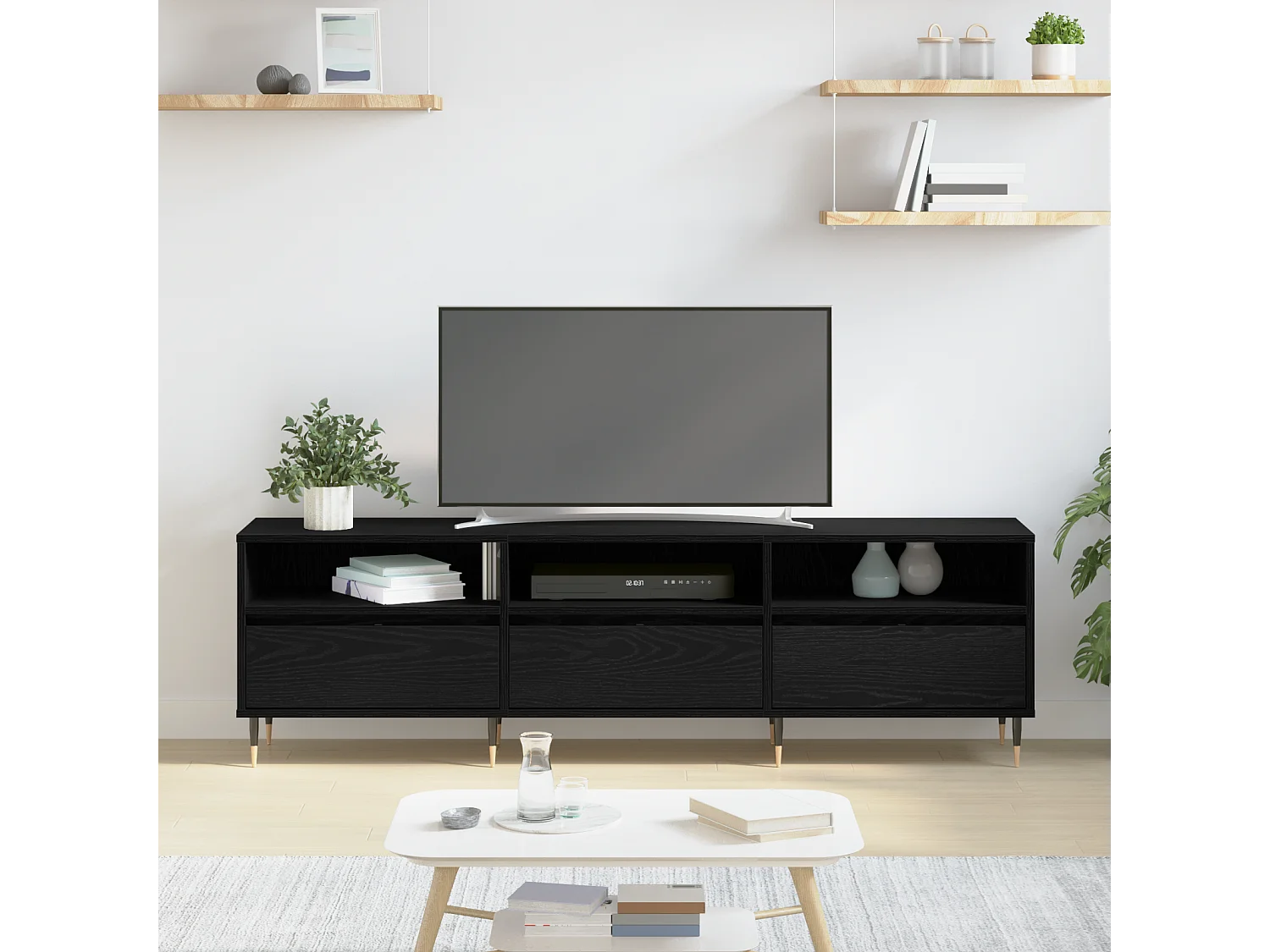 Meuble TV Chêne noir 150x30x44,5 cm Bois d'ingénierie