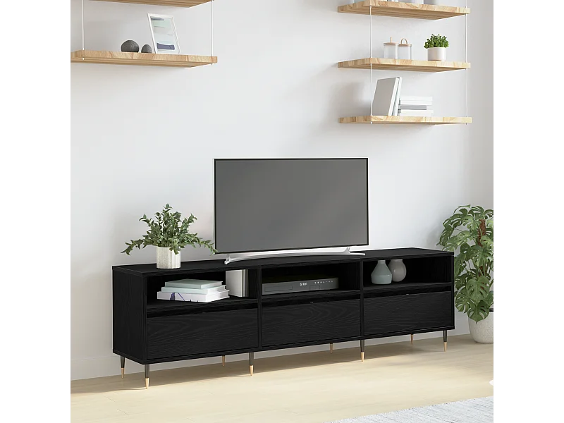Mobile TV in rovere nero 150x30x44,5 cm in legno ingegnerizzato